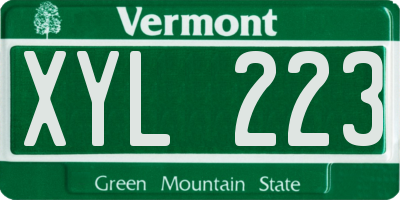 VT license plate XYL223