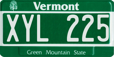 VT license plate XYL225