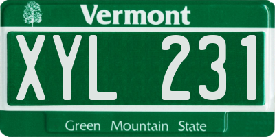 VT license plate XYL231