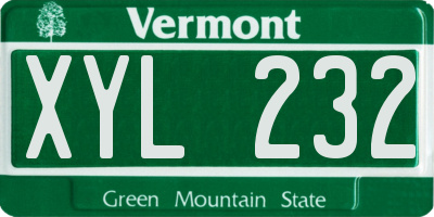 VT license plate XYL232