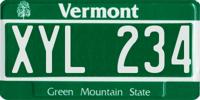 VT license plate XYL234