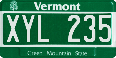 VT license plate XYL235