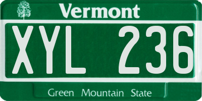 VT license plate XYL236