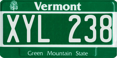 VT license plate XYL238