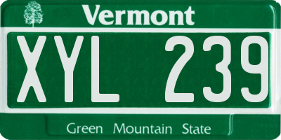 VT license plate XYL239