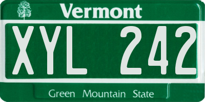 VT license plate XYL242
