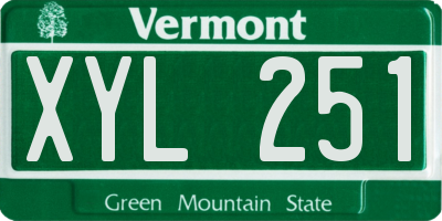 VT license plate XYL251