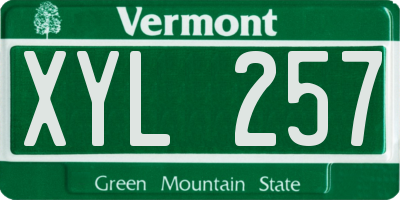 VT license plate XYL257