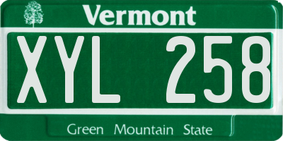 VT license plate XYL258