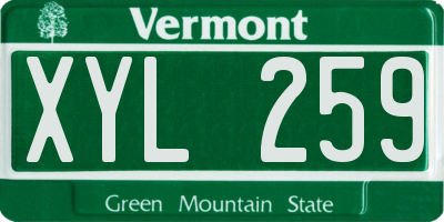 VT license plate XYL259