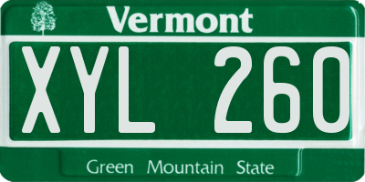 VT license plate XYL260