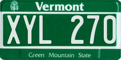 VT license plate XYL270