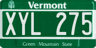 VT license plate XYL275