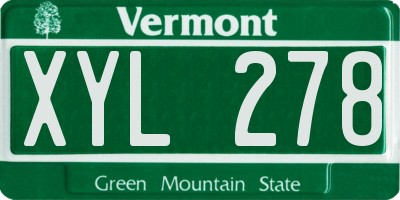 VT license plate XYL278