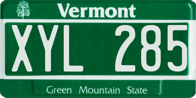 VT license plate XYL285
