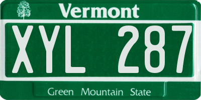 VT license plate XYL287