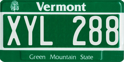 VT license plate XYL288