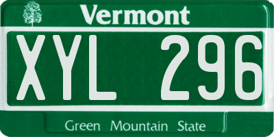 VT license plate XYL296
