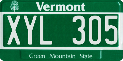 VT license plate XYL305