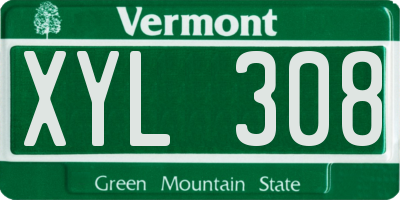 VT license plate XYL308