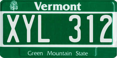 VT license plate XYL312