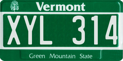 VT license plate XYL314