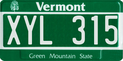 VT license plate XYL315