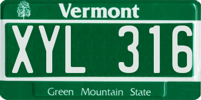 VT license plate XYL316