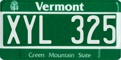 VT license plate XYL325