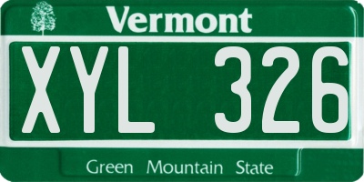 VT license plate XYL326