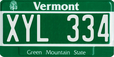 VT license plate XYL334