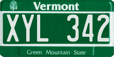 VT license plate XYL342