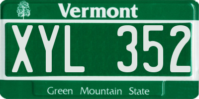 VT license plate XYL352