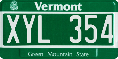 VT license plate XYL354