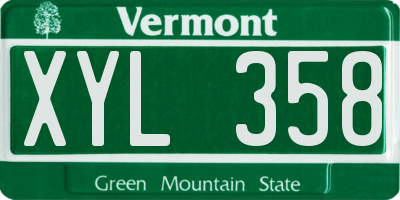 VT license plate XYL358