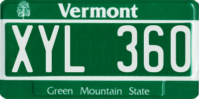 VT license plate XYL360