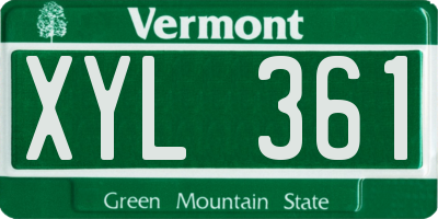 VT license plate XYL361