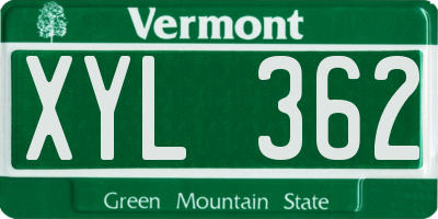 VT license plate XYL362
