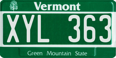 VT license plate XYL363