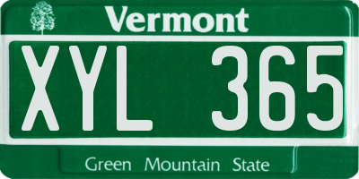 VT license plate XYL365