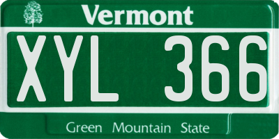 VT license plate XYL366