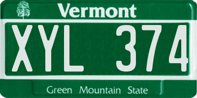 VT license plate XYL374