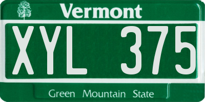 VT license plate XYL375