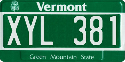 VT license plate XYL381
