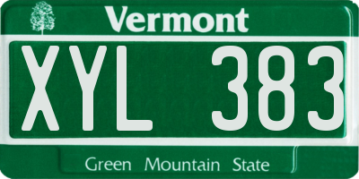 VT license plate XYL383