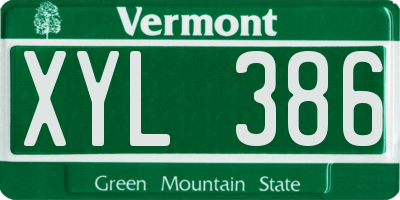 VT license plate XYL386