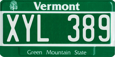 VT license plate XYL389