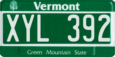 VT license plate XYL392