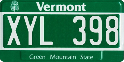 VT license plate XYL398