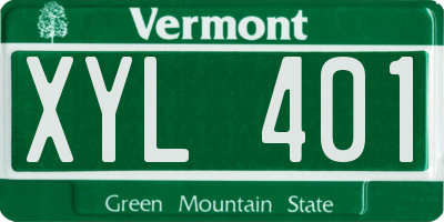 VT license plate XYL401